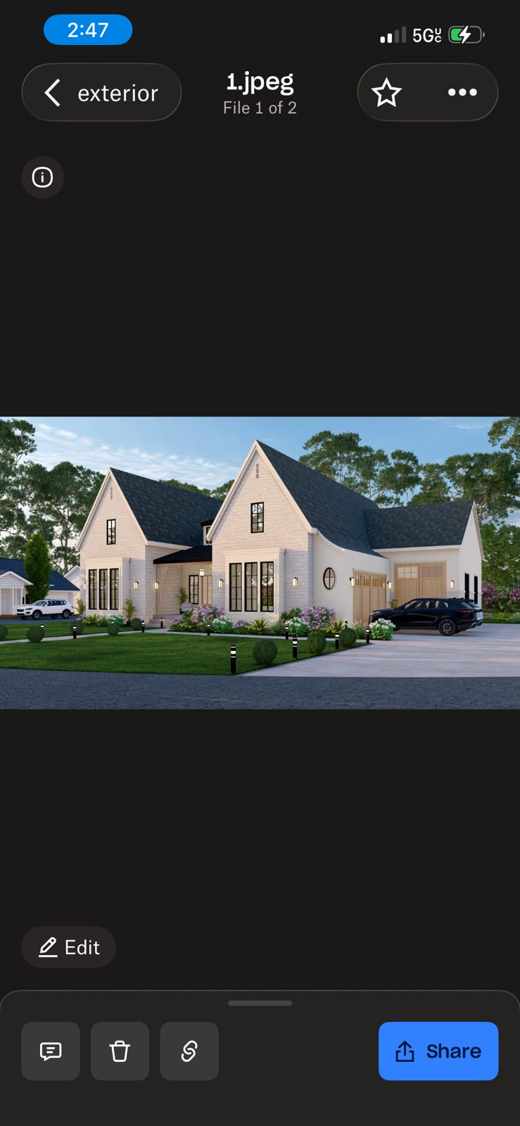 Lot 75 angled exterior rendering