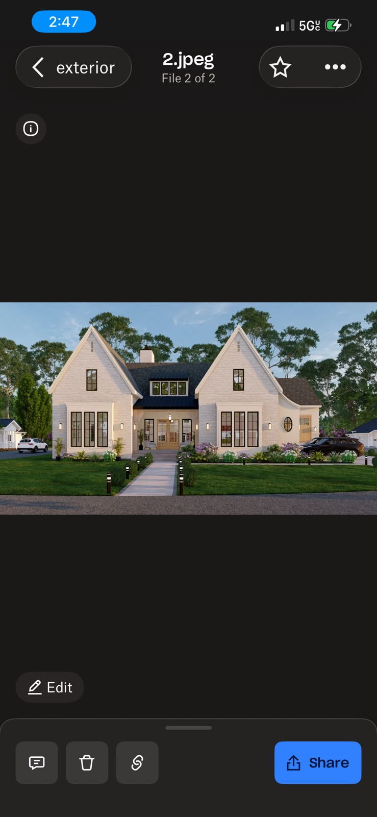 Lot 75 front elevation rendering