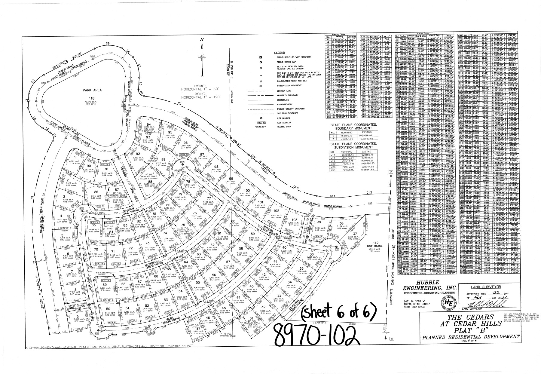 The Cedars Plat B sheet 6 showing Hayes Circle and its triangular park, Briggs Boulevard and surrounding curved residential streets